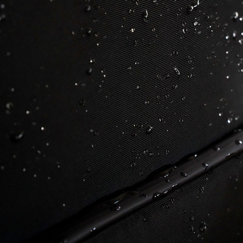 Water beading on the Totepack's water-resistant shell